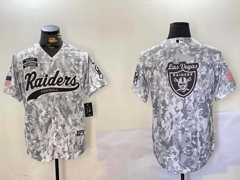 Mens Las Vegas Raiders Blank 2024 Arctic Camo Salute to Service Stitched Baseball Jerseys